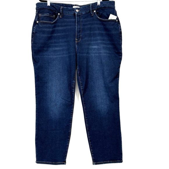 Good American Jeans Womens 20 Indigo Blue Good Icon Cropped GLCI478T NWT NEW - Picture 1 of 10